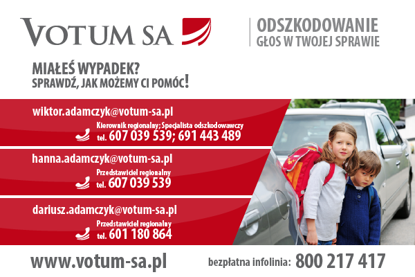 Baner Votum SA – Odszkodowanie. Miałeś wypadek? Sprawdź, jak możemy Ci pomóc! Kontakt do przedstawicieli regionalnych.